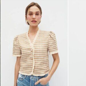 Reformation Bess Linen Gingham Top